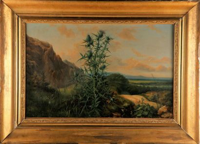 null FRENCH SCHOOL from the end of the 19th century
Landscape with thistle
Oil on...
