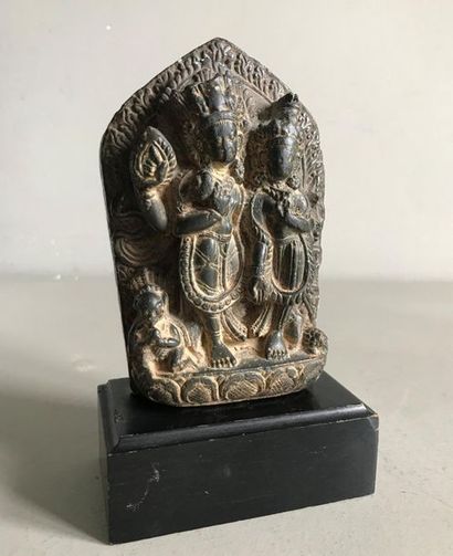 null INDIA or CAMBODIA
Small stone stele carved of Divinities in bas-relief
Wooden...