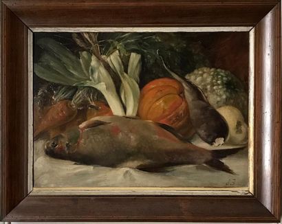 null FRENCH SCHOOL at the end of the 19th century
Still life with fishes
Oil on canvas
Monogrammed...
