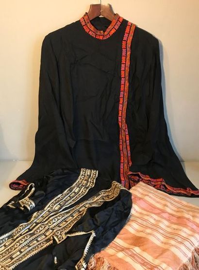 null BULGARIA
Two embroidered silk and satin shirts and a shawl. Attached are two...