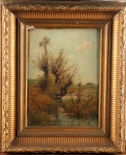null FRENCH SCHOOL from the end of the 19th century
The marsh
Oil on canvas
Signed...