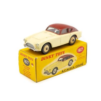 DINKY TOYS DTGB 1/43
A.C. ACECA cut two-tone beige with brown roof, ref. 167, O.E.C....
