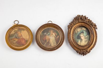 null Ensemble de trois gravures en miniature : Scènes galantes et portrait anglais

Cadres...