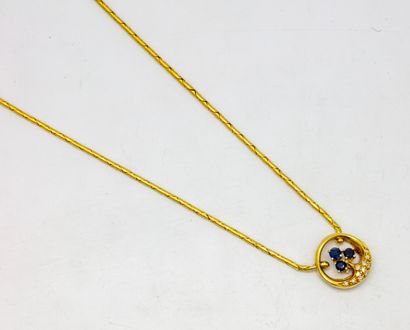 null Collier en or jaune orné d'un pendentif en diamant et saphir

Poids brut : 12,5...