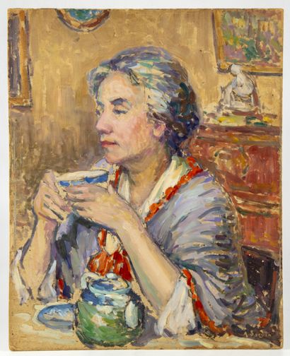 null Albert Edmond SARDIN (1874 - 1947)

La tasse de thé

Huile sur carton

Signé...