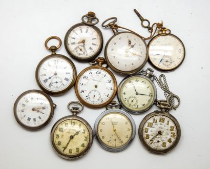 null Lot de 10 montres à gousset 

(En l'état, accidents, usures)