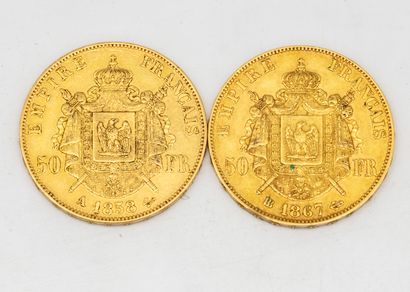 null Deux pièces de 50 francs or

1858 - 1867
