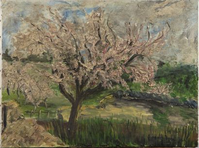 ECOLE FRANCAISE 20th century french school

The orchard in flower

Oil on canvas,...