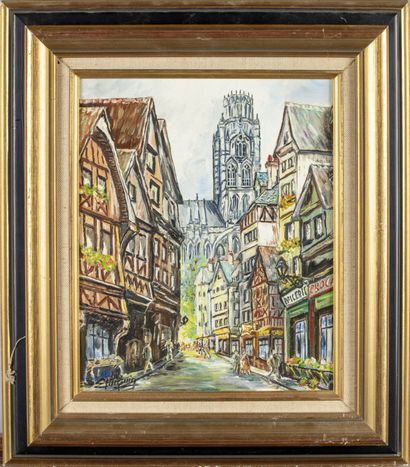 TURQUIN E. TURQUIN XXth

The Damiette street and the Saint Ouen crown in Rouen

Oil...