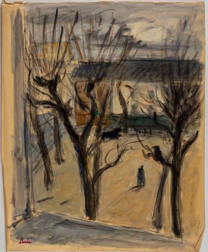 BORDES Léonard BORDES (1898-1969) 
Ensemble de 6 oeuvres sur papier 
Paysages, cours,...