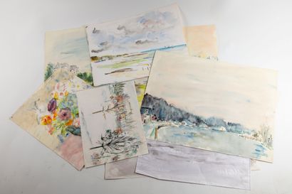 ECOLE FRANCAISE 20th century french school

Set of about 14 watercolors

(Landscapes,...