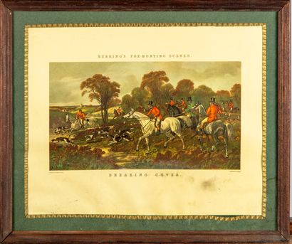 ECOLE ANGLAISE ECOLE ANGLAISE 

" Hearing fox hunting scene "

Paire de gravures...