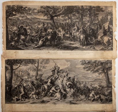 Pair of engravings 
Virtue pleases even though...