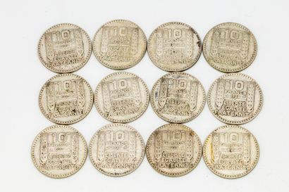 Lot of 12 coins of 10 Francs Turin 1929