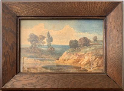 ECOLE FRANCAISE 20th century FRENCH SCHOOL 

Landscape

Watercolor 

14 x 21 cm

Wooden...