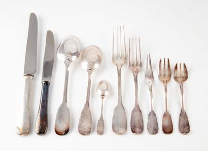 RAVINET DENFERT RAVINET D'ENFERT

Part of a silver plated cutlery set including :...