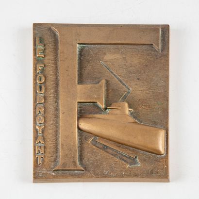 Small bronze plaque of the French submarine...