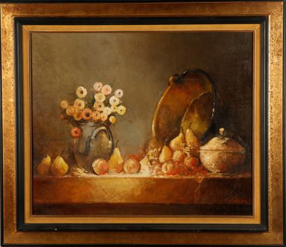 VANOT Jean-Pierre VANOT - XXe

Nature morte au cuivre

Huile sur panneau signée en...