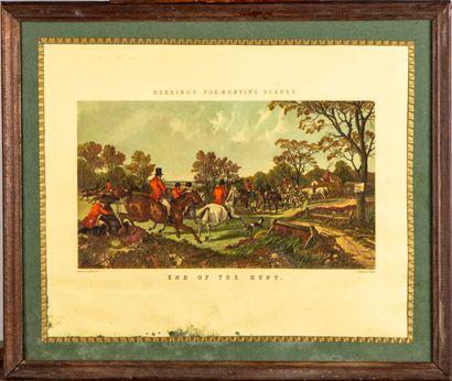 ECOLE ANGLAISE ECOLE ANGLAISE 

" Hearing fox hunting scene "

Paire de gravures...