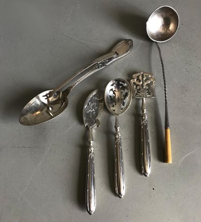 null Mismatched set of silver and silver plated bombon cutlery - sauce spoons and...