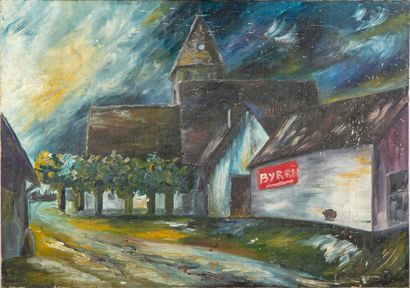 ECOLE FRANCAISE 20th century FRENCH SCHOOL

Village square

Oil on canvas 

64,5...