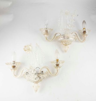 MURANO MURANO 

Pair of sconces with two arms of lights held in a cup from which...