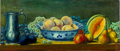 ECOLE FRANCAISE 20th century FRENCH SCHOOL

Still life with fruits 

Oil on panel...
