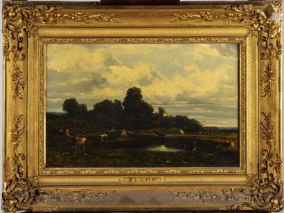 FLERS Camille FLERS (1802-1868) 

Landscape with cows

Oil on canvas, signed lower...