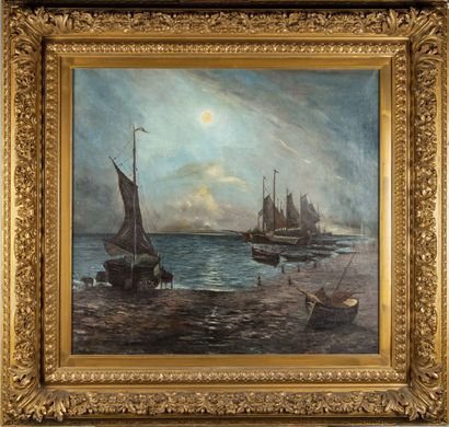 ECOLE FRANCAISE FRENCH SCHOOL late 19th - early 20th century

Marine in the moonlight

Oil...