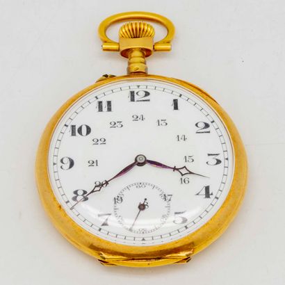 null Yellow gold pocket watch, enamelled dial with Arabic numerals

Gross weight...