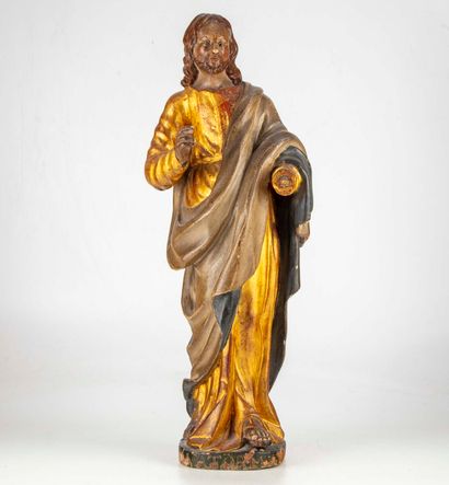 null Salvator Mundi in carved polychrome wood

H. 49 cm 

(Accidents and missing...
