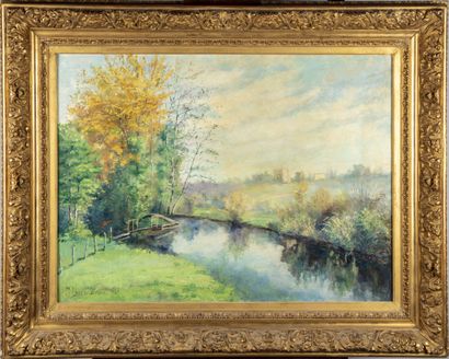 ECOLE FRANCAISE 20th century french school

Landscape with a river

Oil on canvas,...