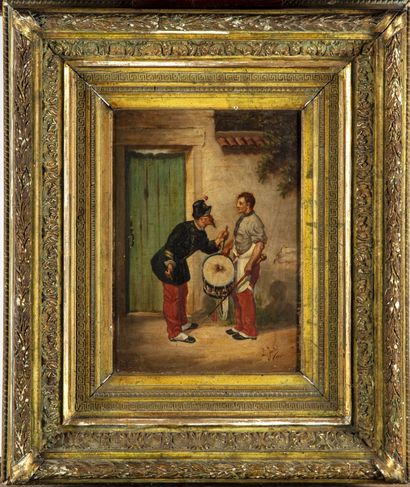 ECOLE FRANCAISE FRENCH SCHOOL of the end of the 19th century

The drum

Oil on panel

Signed...