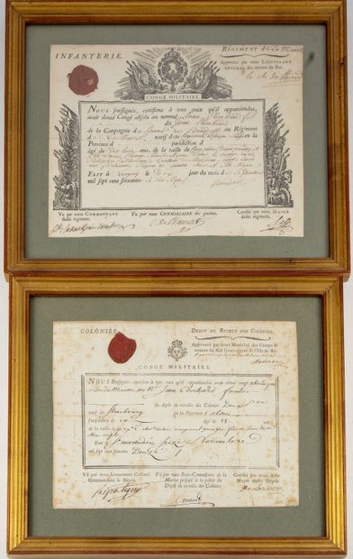 null Set of military documents including military leaves from 1772, 1777 and Year...