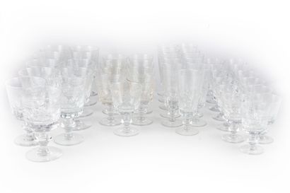 null Set of stemmed glasses including 11 glasses, 6 champagne glasses, 7 wine gl...