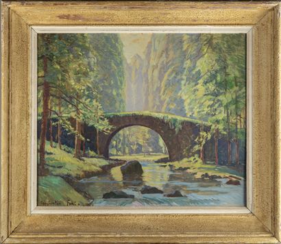 FONT Constantin FONT (1890-1954)

Paysage au pont

Huile sur isorel, signée en bas...