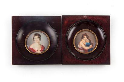 ECOLE FRANCAISE 
french school of the 19th century





Set of two framed miniatures...