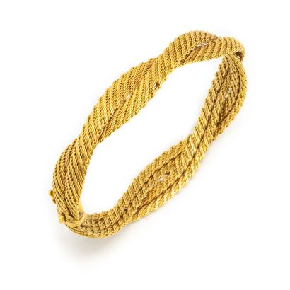 null Bracelet en or jaune torsadé deux rangs