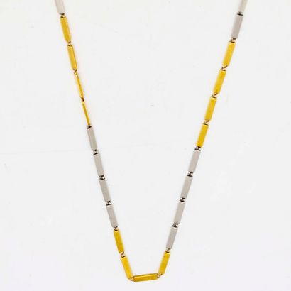 Yellow and white gold watch chain with flat...