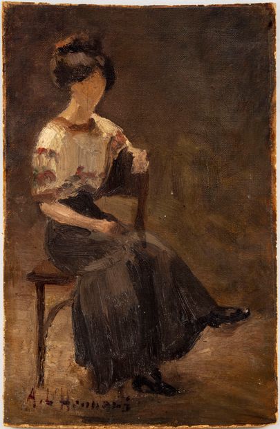 ECOLE FRANCAISE french school of the 19th century

Young girl sitting on a chair

Oil...
