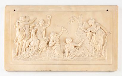 null Plaque en marbre sculptée en bas relief d'une scène mythologique

18 x 32 cm...