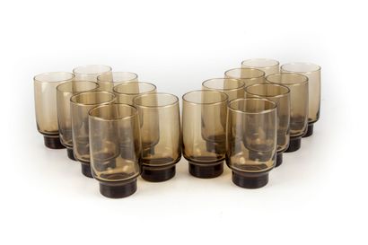 null Suite of 16 smoked glass orangeade glasses. Circa 1970