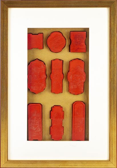 CHINE CHINA - 20th century

Five frames with 45 red ink stamps

43,5 x 30 cm