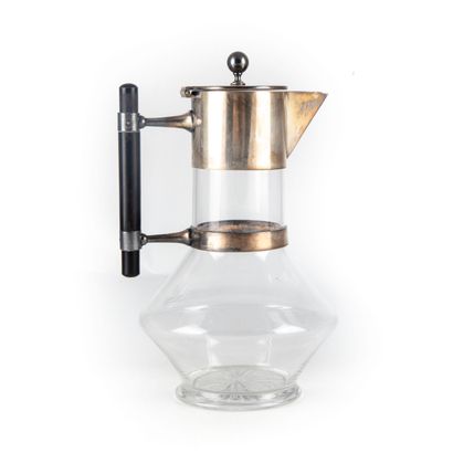 null Cut crystal coffee pot with silver plated metal frame and blackened wooden handle

M.O....