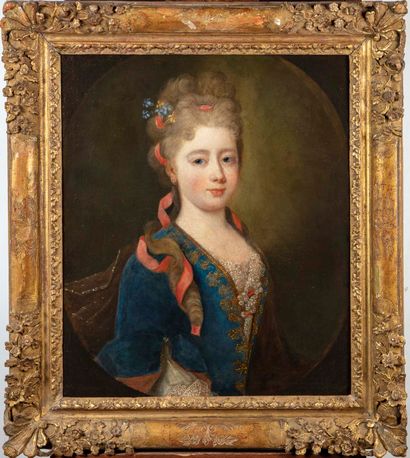 ECOLE FRANCAISE XVIIIè ECOLE FRANCAISE du XVIIIe 
Portrait de Mme des Oeillets, dame...