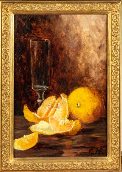 ECOLE FRANCAISE FRENCH SCHOOL 
Still Life with Oranges 
Oil on canvas 
Monogrammed...