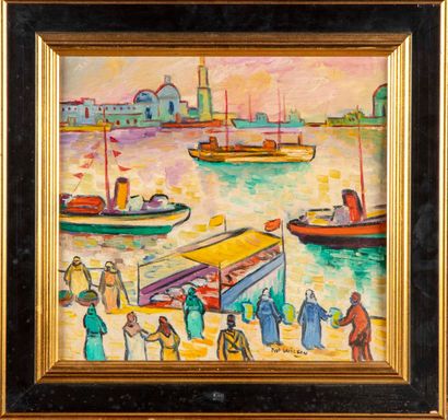 PAT WILSON Pat WILSON (1868-1928) 
The Port of Algiers 
Oil on canvas 
Signed lower...