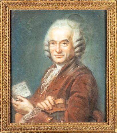 JACQUES-ETIENNE LALLIE Jacques-Etienne LALLIE 
Portrait of a man with a brown jacket...