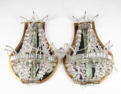 Pair of sconces with garlands of pendants...