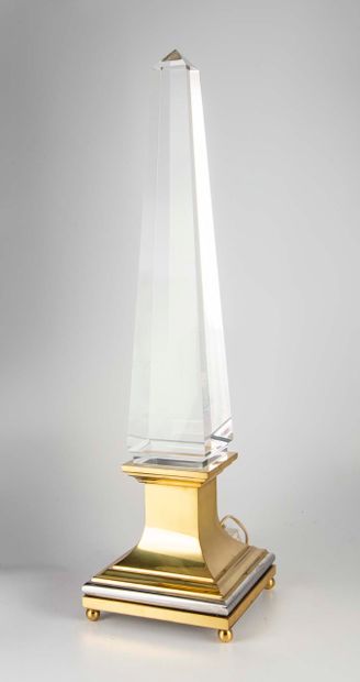 Maison JANSEN Attributed to Sandro PETTI for JANSEN

Important obelisk-shaped lamp...